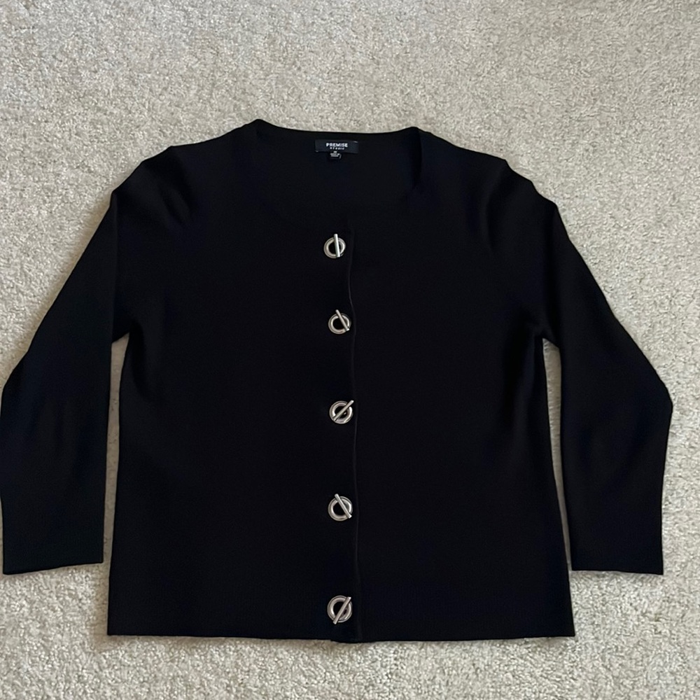 Black cardigan with toggle closure